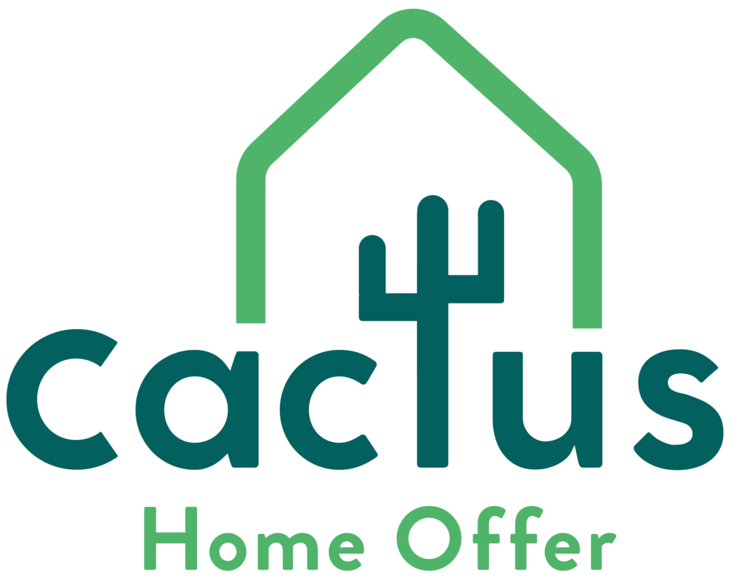 Cactus Home Offer logo featuring a green cactus and house design, representing a fast cash home selling service in Arizona.